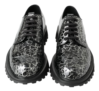 Dolce & Gabbana Schwarz Weiß Derby Lackleder Schuhe
