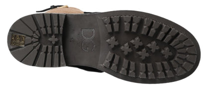 Dolce & Gabbana Schwarz Leder Braun Shearling Stiefel