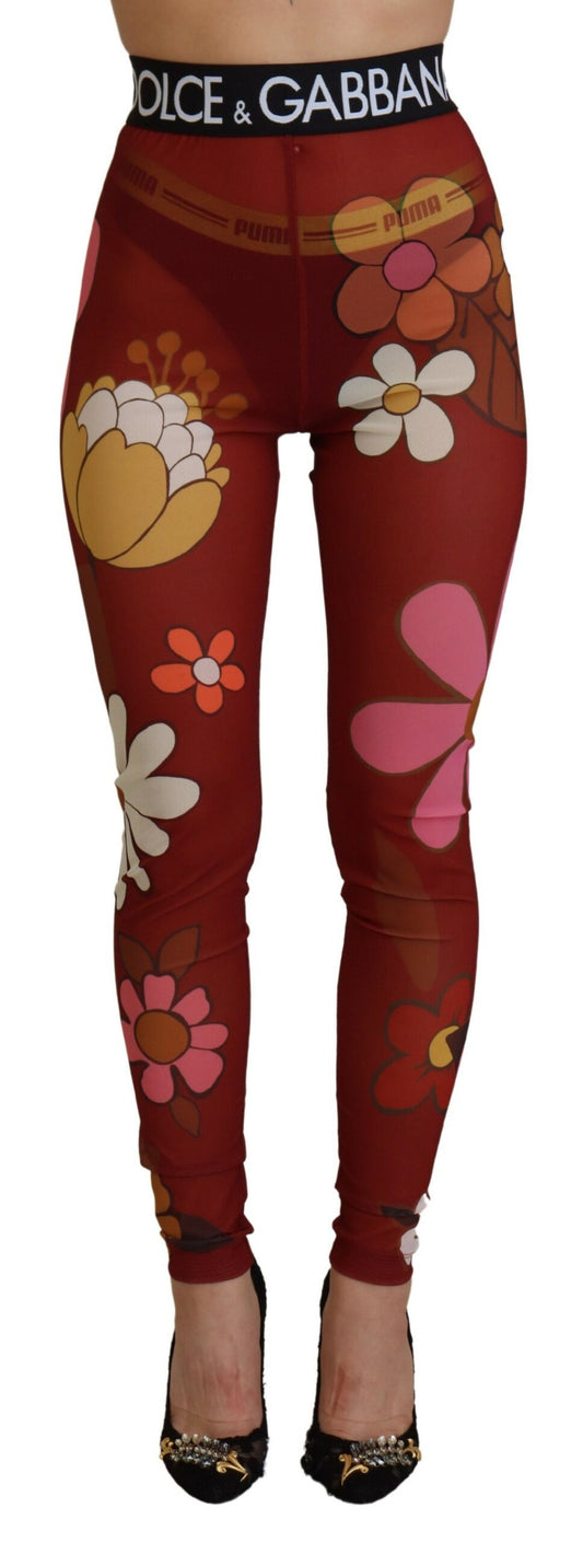 Dolce &amp; Gabbana Red floral high waist leggings
