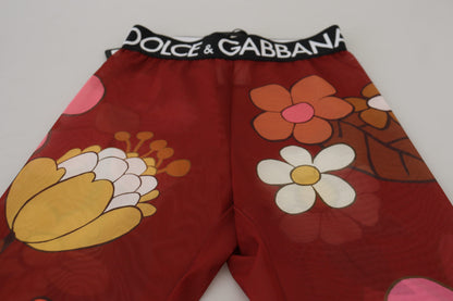 Dolce &amp; Gabbana Red floral high waist leggings