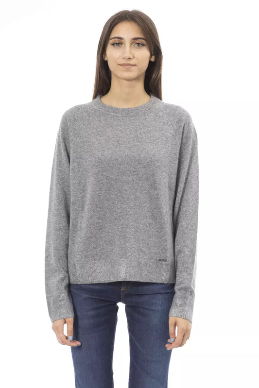 Baldinini Trend Grauer Pullover aus Wolle für Frauen