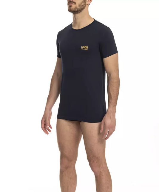 Cavalli Class T-Shirt für Männer aus blauer Baumwolle