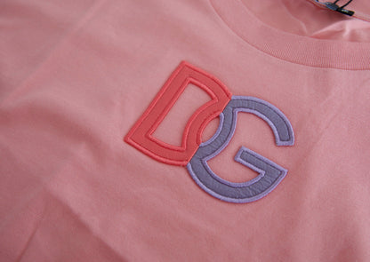 Dolce & Gabbana Rosa Baumwolle DG Logo Rundhalsausschnitt Tank-T-Shirt