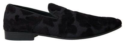 Dolce & Gabbana Schwarzer Brokat Loafers Formelle Schuhe