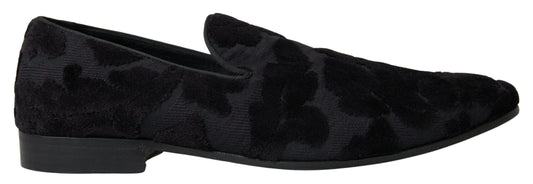 Dolce & Gabbana Schwarzer Brokat Loafers Formelle Schuhe