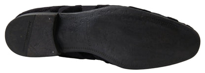 Dolce & Gabbana Schwarzer Brokat Loafers Formelle Schuhe