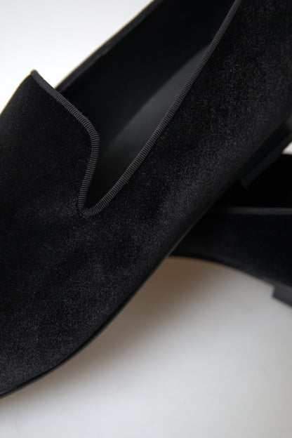 Dolce & Gabbana Schwarzer Samt Loafers Formelle Schuhe