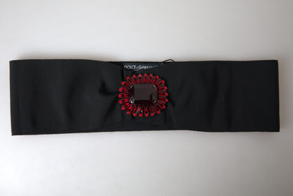 Dolce & Gabbana Schwarzer Kristall-Messing-Gürtel mit breiter Taille für die Startbahn