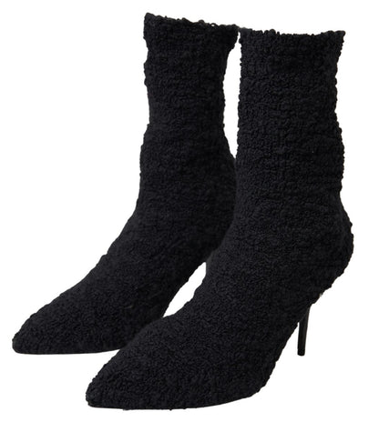 Dolce & Gabbana Schwarze Stiletto Heels Mittlere Wadenstiefel