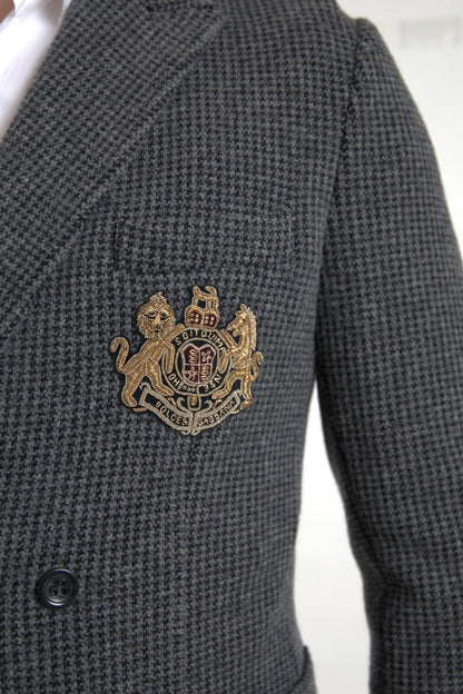 Dolce & Gabbana Grauer doppelreihiger Blazer mit Logostickerei