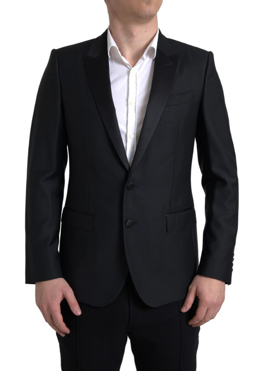 Dolce & Gabbana Schwarzer einreihiger MARTINI Blazer aus Wolle