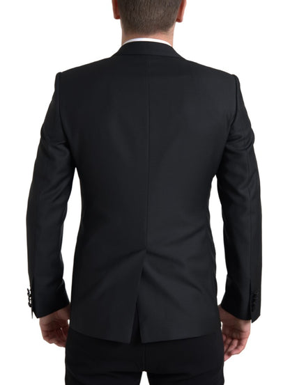 Dolce & Gabbana Schwarzer einreihiger MARTINI Blazer aus Wolle