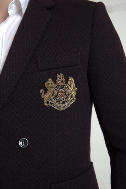 Dolce & Gabbana Lila Logo-Stickerei Zweireihiger Blazer
