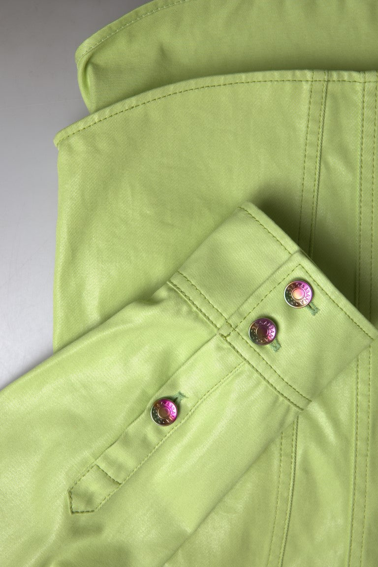 Dolce & Gabbana Grünes Button-Down-Hemd aus Baumwolle mit Kragen