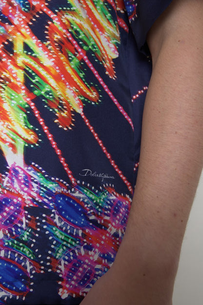 Dolce & Gabbana Multicolor Luminarie Print Herren Hemd Seide