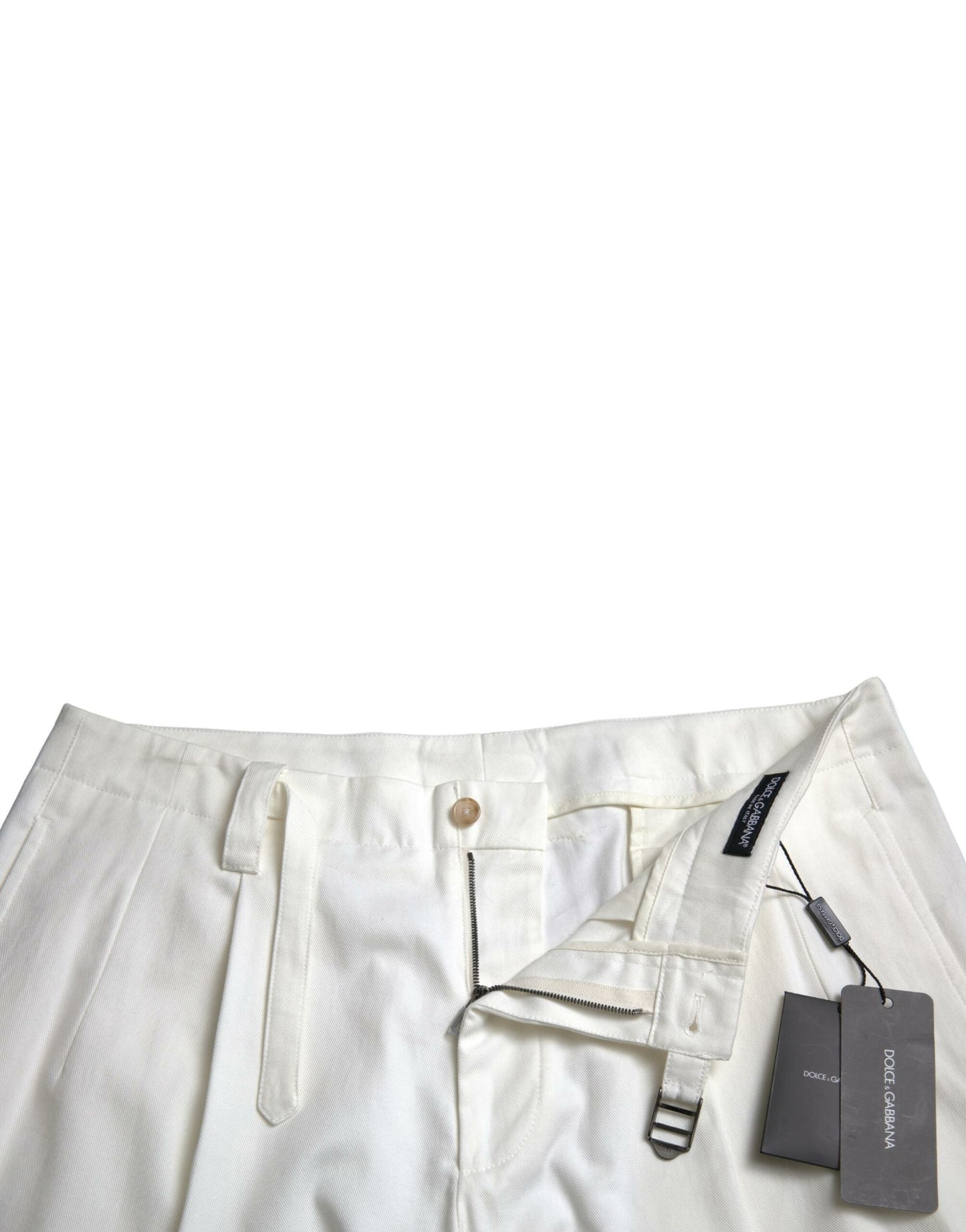 Dolce & Gabbana Weiße Baumwoll-Stretch Herren Bermuda Denim Shorts