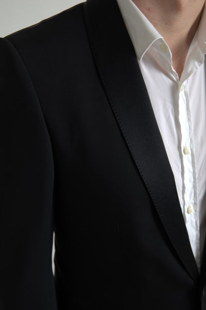 Dolce & Gabbana Schwarzer einreihiger MARTINI Blazer aus Wolle