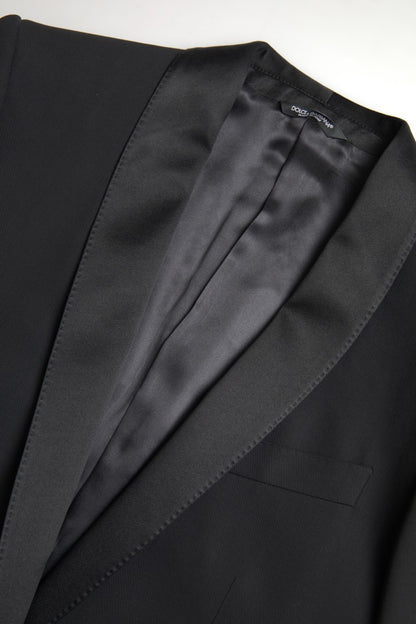 Dolce & Gabbana Schwarzer einreihiger MARTINI Blazer aus Wolle