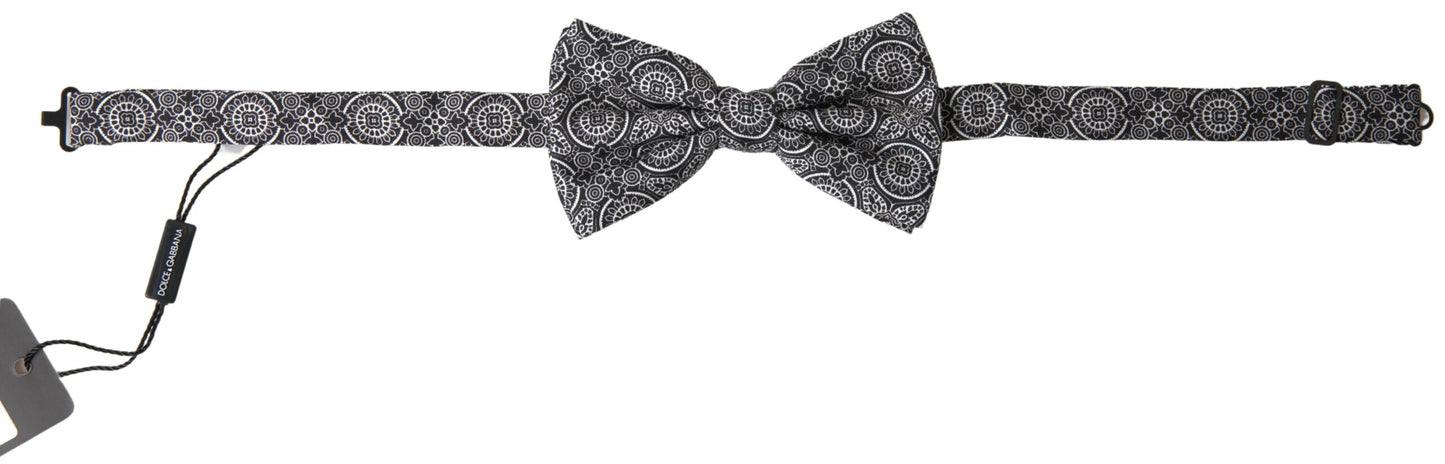Dolce & Gabbana Schwarz Weiß Muster Einstellbare Hals Papillon Fliege