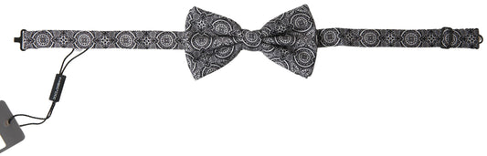 Dolce & Gabbana Schwarz Weiß Muster Einstellbare Hals Papillon Fliege