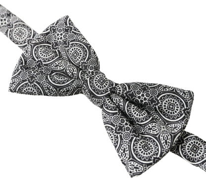 Dolce & Gabbana Schwarz Weiß Muster Einstellbare Hals Papillon Fliege
