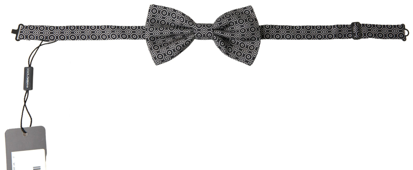 Dolce & Gabbana Schwarz Weiß Muster Einstellbare Hals Papillon Fliege