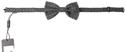 Dolce & Gabbana Schwarz Weiß Muster Einstellbare Hals Papillon Fliege