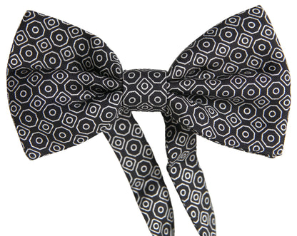 Dolce & Gabbana Schwarz Weiß Muster Einstellbare Hals Papillon Fliege