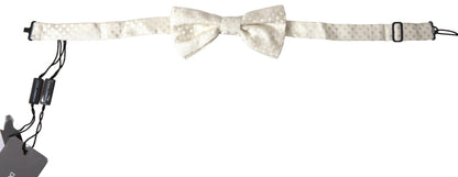 Dolce & Gabbana Elfenbeinfarbenes Fantasiemuster Verstellbare Papillon Fliege im Nacken