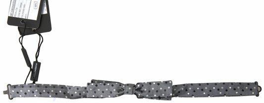 Dolce & Gabbana Graue Polka Dot Seide Verstellbare Männer Hals Papillon Fliege