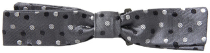 Dolce & Gabbana Graue Polka Dot Seide Verstellbare Männer Hals Papillon Fliege