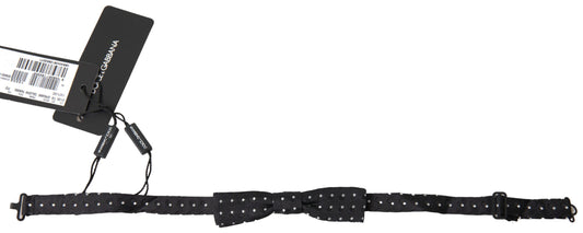 Dolce & Gabbana Schwarze Polka Dot Seide Verstellbare Männer Hals Papillon Fliege