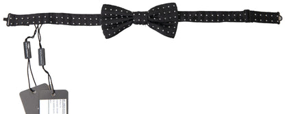 Dolce & Gabbana Schwarze Polka Dot Seide Verstellbare Männer Hals Papillon Fliege
