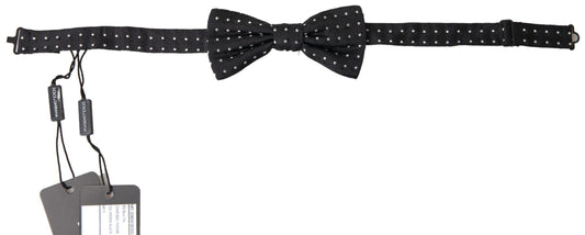 Dolce & Gabbana Schwarze Polka Dot Seide Verstellbare Männer Hals Papillon Fliege