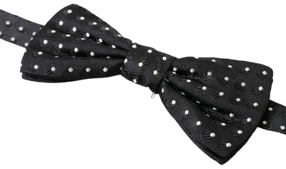 Dolce & Gabbana Schwarze Polka Dot Seide Verstellbare Männer Hals Papillon Fliege