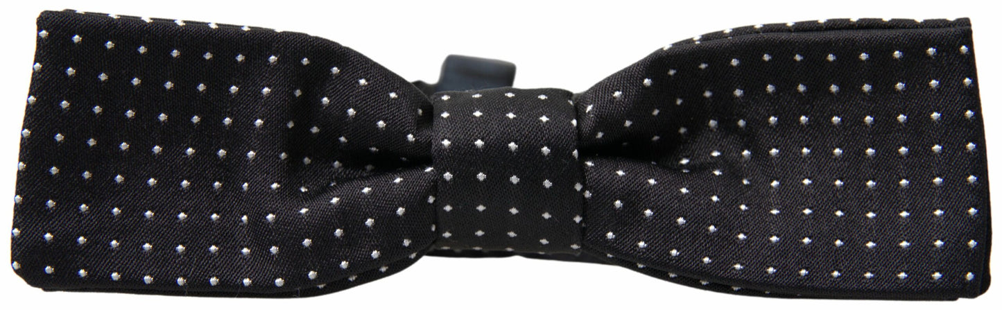 Dolce & Gabbana Schwarze Polka Dot Seide Verstellbare Männer Hals Papillon Fliege