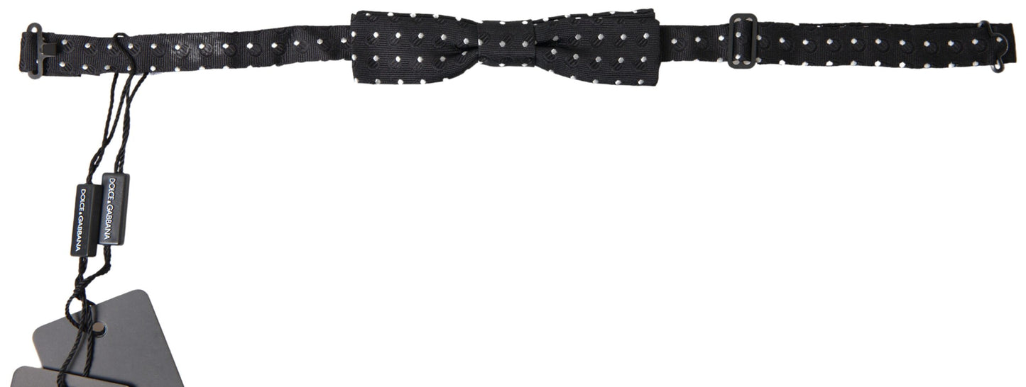 Dolce & Gabbana Schwarze Polka Dot Seide Verstellbare Männer Hals Papillon Fliege