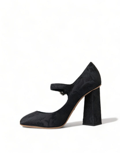 Dolce & Gabbana Schwarz Brokat Mary Janes Heels Pumps Schuhe