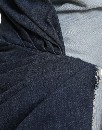 Dolce & Gabbana Blaues Patchwork-Minikleid aus zweifarbigem Denim