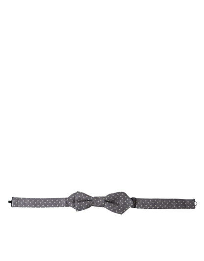 Dolce & Gabbana Graue Polka Dots Seidenfliege mit verstellbarem Halsausschnitt Papillon