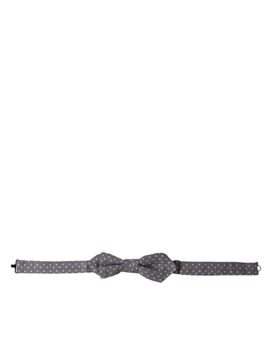 Dolce & Gabbana Graue Polka Dots Seidenfliege mit verstellbarem Halsausschnitt Papillon