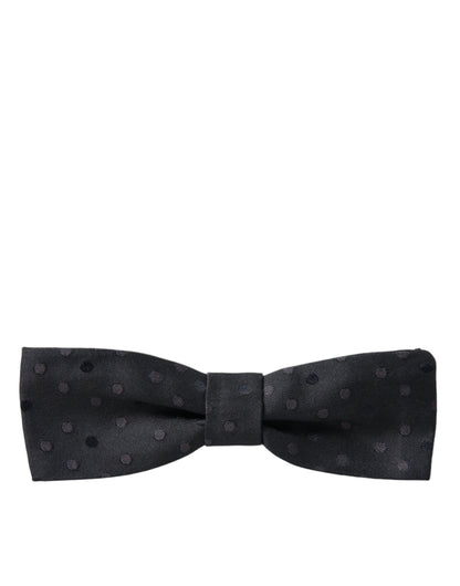Dolce & Gabbana Graue Polka Dot Seide Verstellbare Hals Männer Papillon Fliege