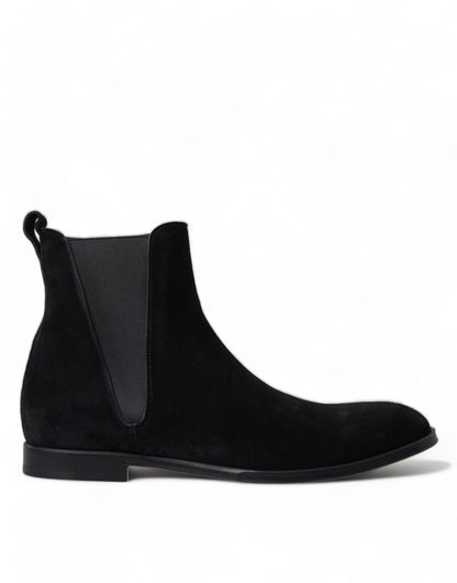 Dolce & Gabbana Schwarz Wildleder Leder Mid Calf Männer Stiefel Schuhe