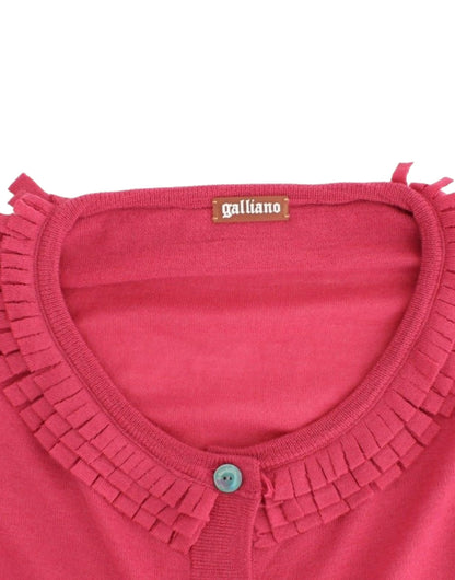 John Galliano Strickjacke aus Wolle mit Rüschen in Rosa