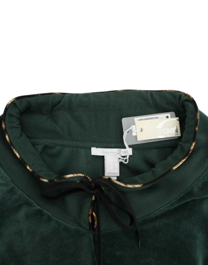 Cavalli Elegant green mock sweater with rhinestone detail