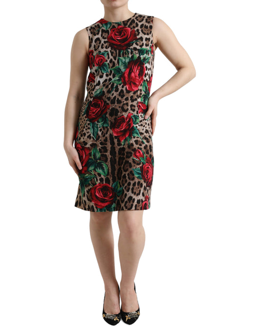 Dolce &amp; Gabbana Elegant leopard dress with floral pattern in A-line