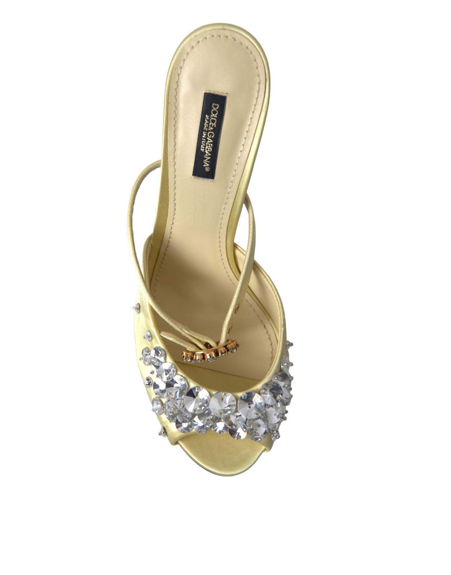 Dolce & Gabbana Gelbe Satin-Kristall Mary Janes Sandalen