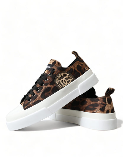 Dolce & Gabbana Braun Leopard Canvas Turnschuhe Schuhe