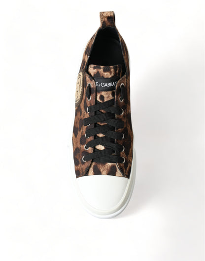 Dolce & Gabbana Braun Leopard Canvas Turnschuhe Schuhe