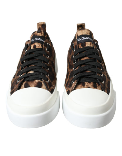 Dolce & Gabbana Braun Leopard Canvas Turnschuhe Schuhe